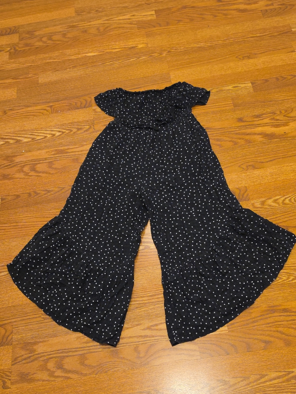 Lush Black Jumpsuit With Stars Off-Shoulder Wide-Leg Jumpsuit